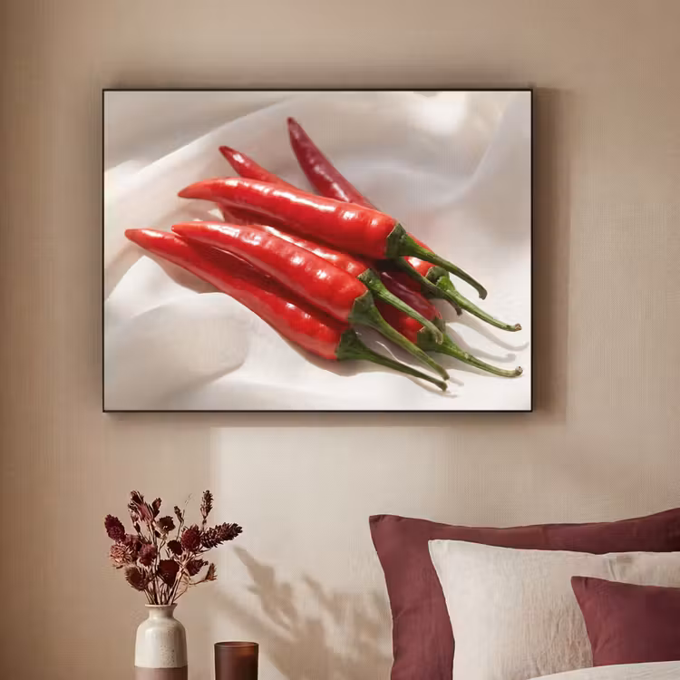 Art Frame - Pepper - Red - Food - Peper - Rood - Eten Textielframe zwart klein