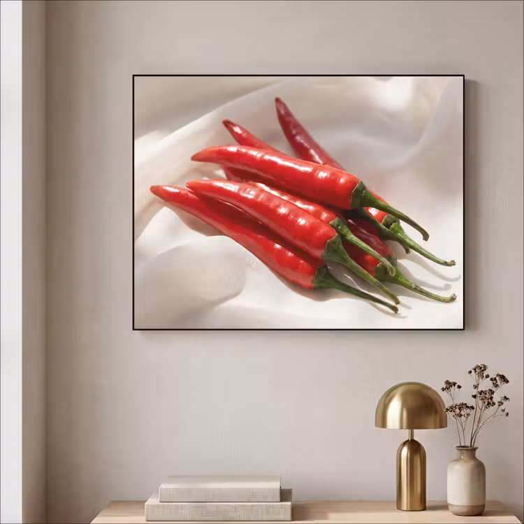 Art Frame - Pepper - Red - Food - Peper - Rood - Eten Textielframe zwart klein