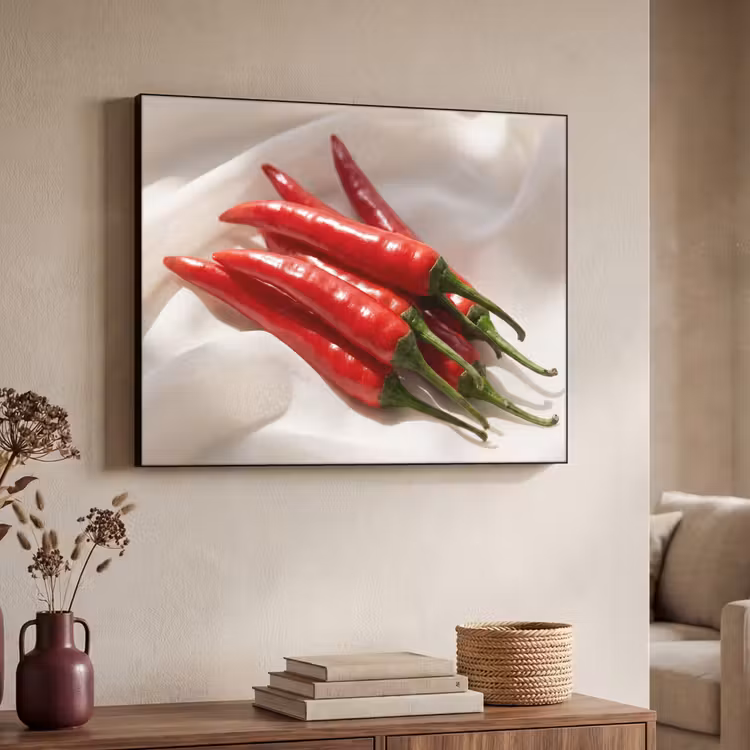 Art Frame - Pepper - Red - Food - Peper - Rood - Eten Textielframe zwart klein