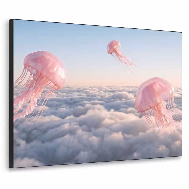 Art Frame - Pink Animal - Clouds - Roze dier - Wolken Textielframe zwart klein