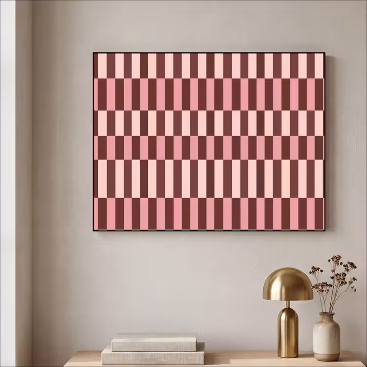 Roze - Rood - Blokjes Textielframe zwart klein 947 -sfeer2