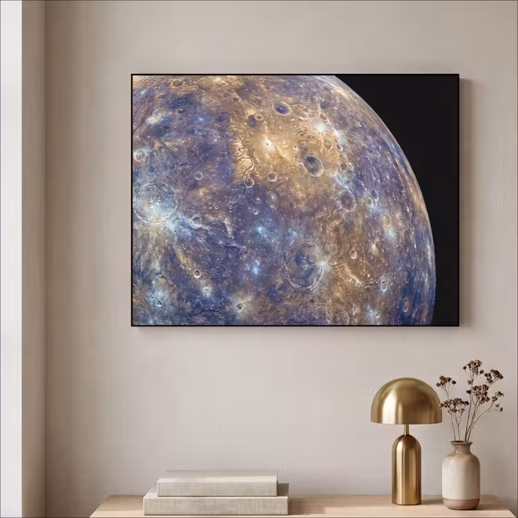 Art Frame - Planet - Craters - Space - Planeet - Kraters - Ruimte Textielframe zwart klein