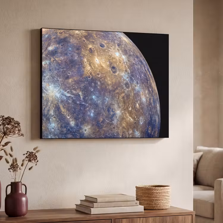 Art Frame - Planet - Craters - Space - Planeet - Kraters - Ruimte Textielframe zwart klein