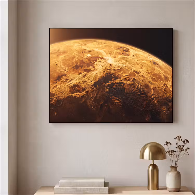 Art Frame - Planet - Space - Orange - Planeet - Ruimte - Oranje Textielframe zwart klein