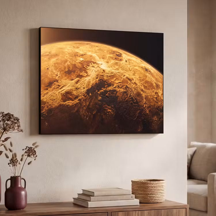Art Frame - Planet - Space - Orange - Planeet - Ruimte - Oranje Textielframe zwart klein