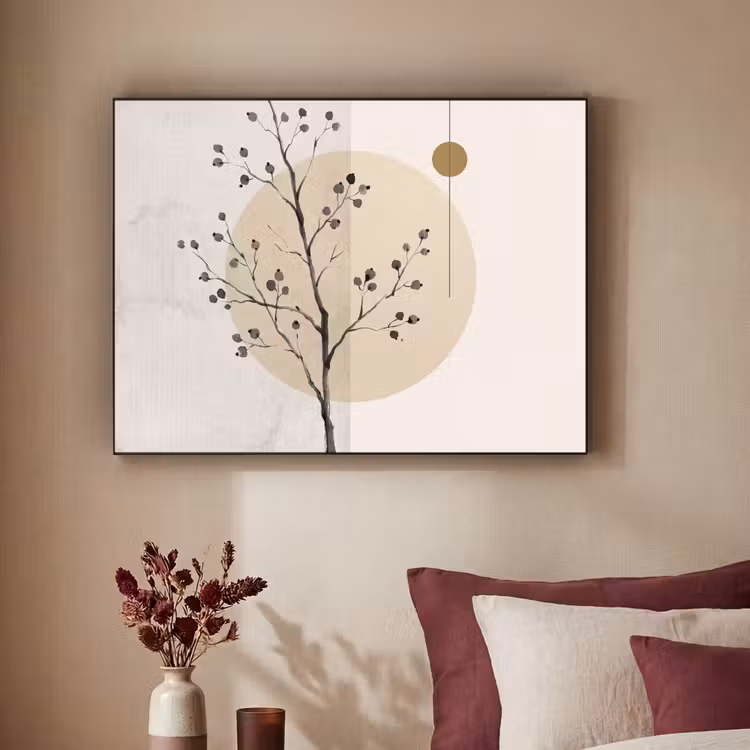 Art Frame - Plant - Abstract - Beige - Plant - Abstract - Beige Textielframe zwart klein