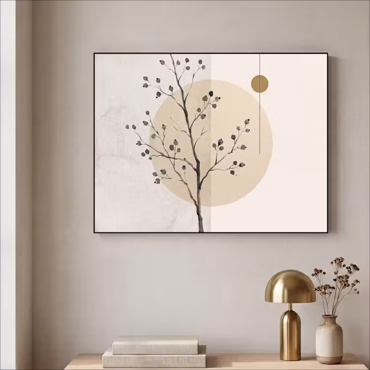 Art Frame - Plant - Abstract - Beige - Plant - Abstract - Beige Textielframe zwart klein