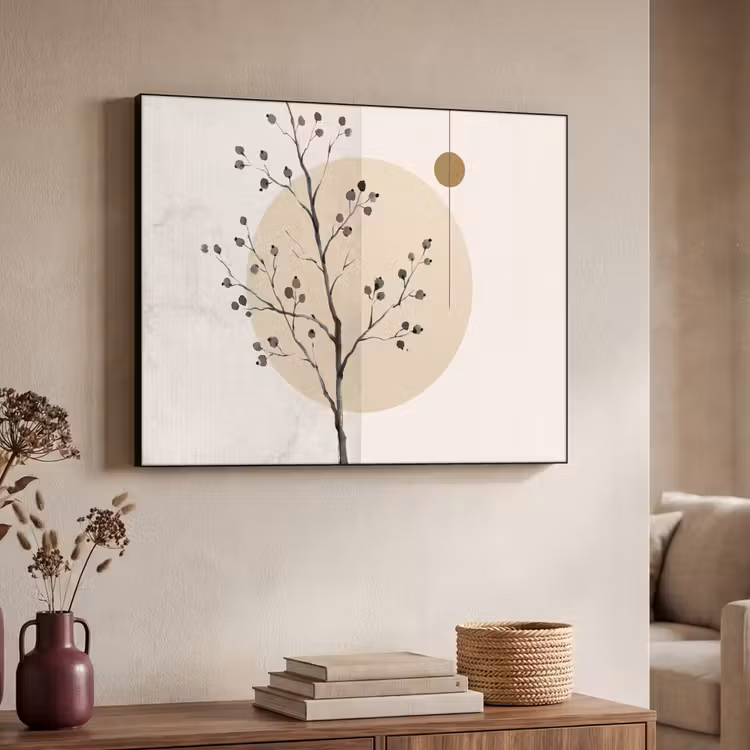 Art Frame - Plant - Abstract - Beige - Plant - Abstract - Beige Textielframe zwart klein