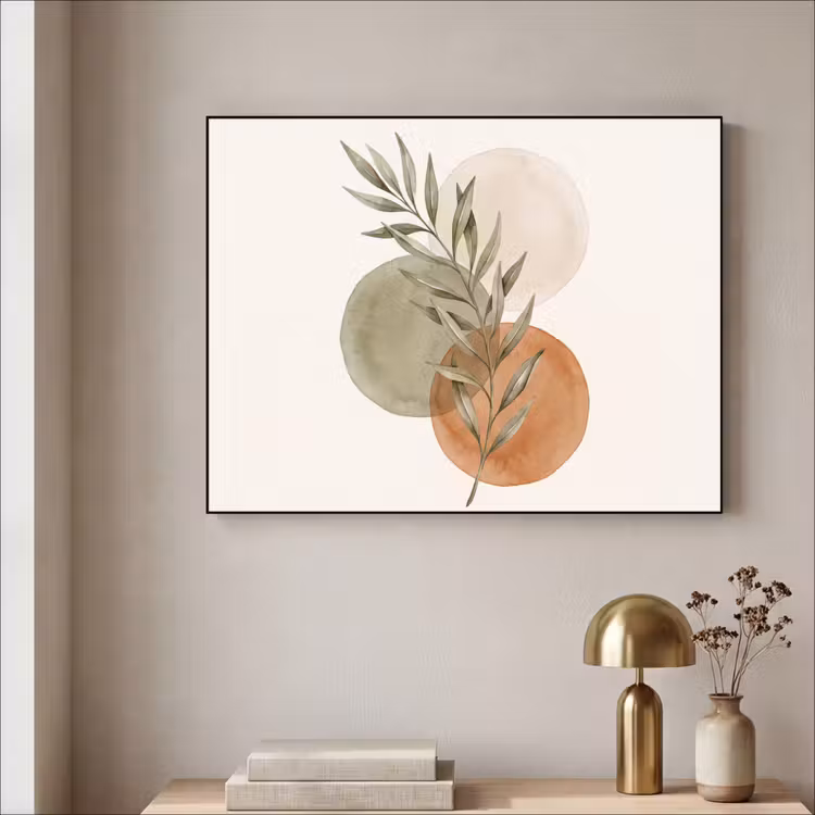 Art Frame - Plant - Circles - Abstract - Plant - Cirkels - Abstract Textielframe zwart klein