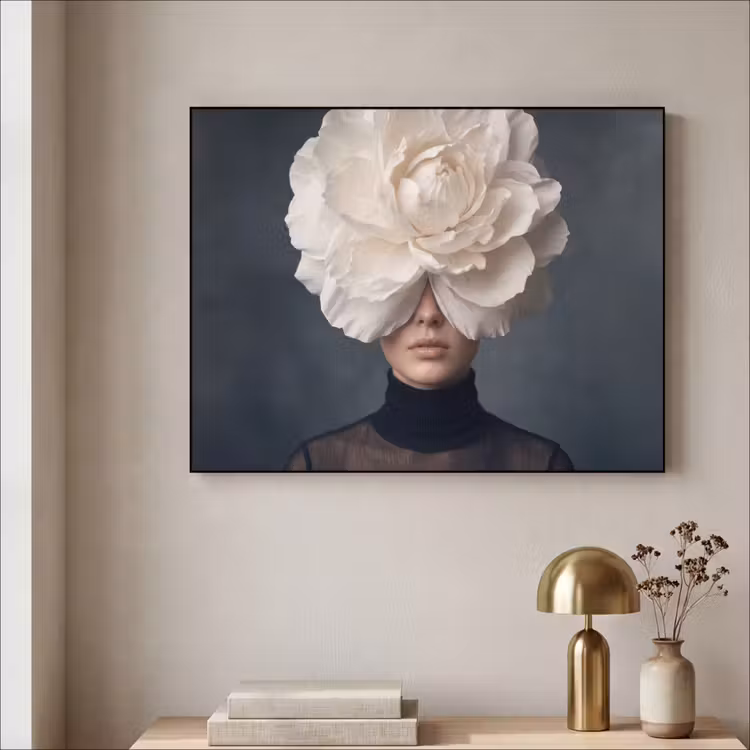 Portret - Mysterieus - Wit Textielframe zwart klein -sfeer2