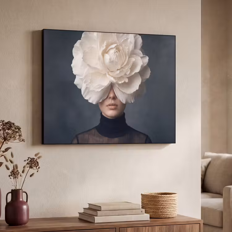 Portret - Mysterieus - Wit Textielframe zwart klein -sfeer3