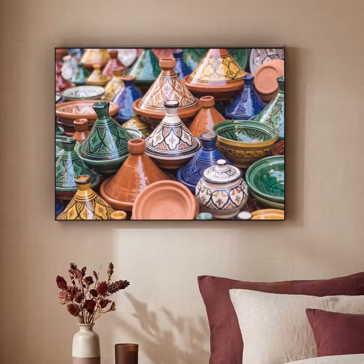 Art Frame - Pottery - Colorful - Pattern - Aardewerk - Kleurrijk - Patroon Textielframe zwart klein