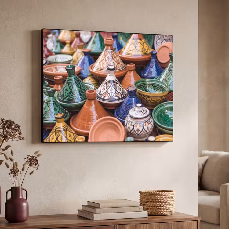 Art Frame - Pottery - Colorful - Pattern - Aardewerk - Kleurrijk - Patroon Textielframe zwart klein