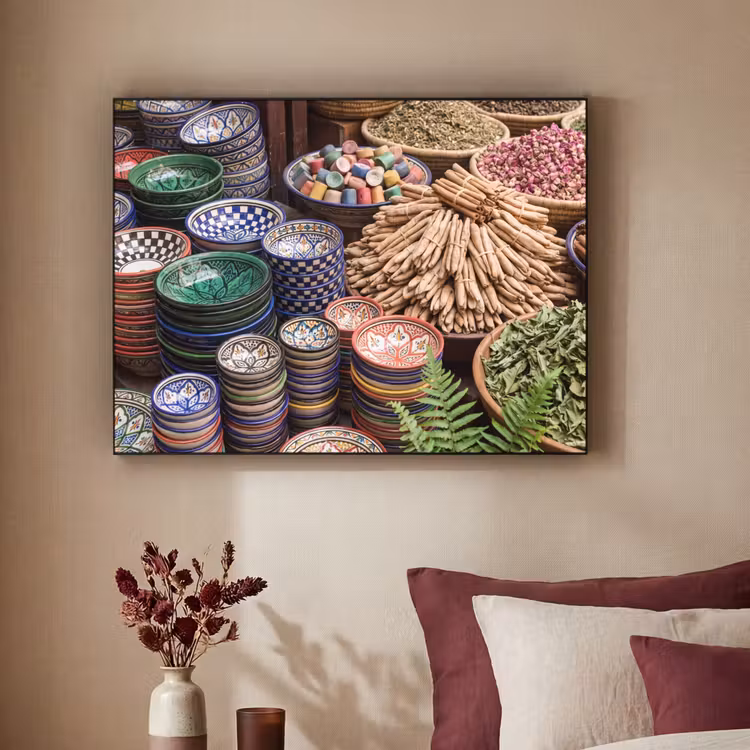 Art Frame - Pottery - Oriental - Colorful - Aardewerk - Oosters - Kleurrijk Textielframe zwart klein
