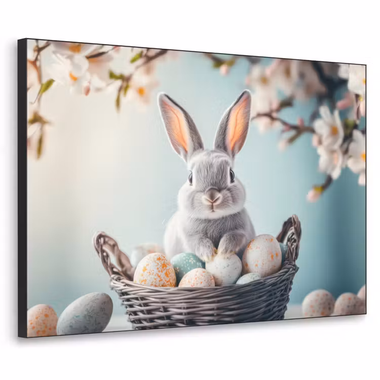 Konijn - Eieren - Mand Textielframe - compleet frame klein -3d