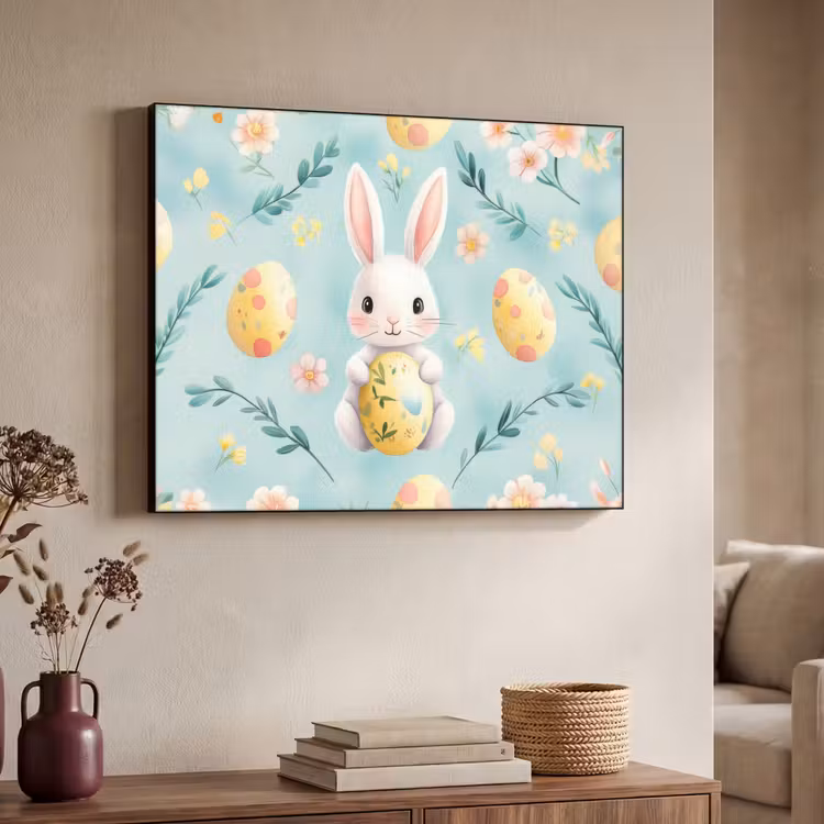 Konijn - Eieren - Takjes Textielframe - compleet frame klein -sfeer3