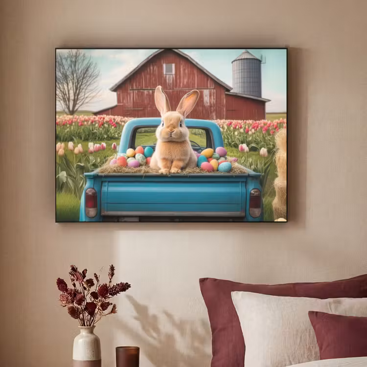 Konijn - Boerderij - Eieren Textielframe - compleet frame klein -sfeer1