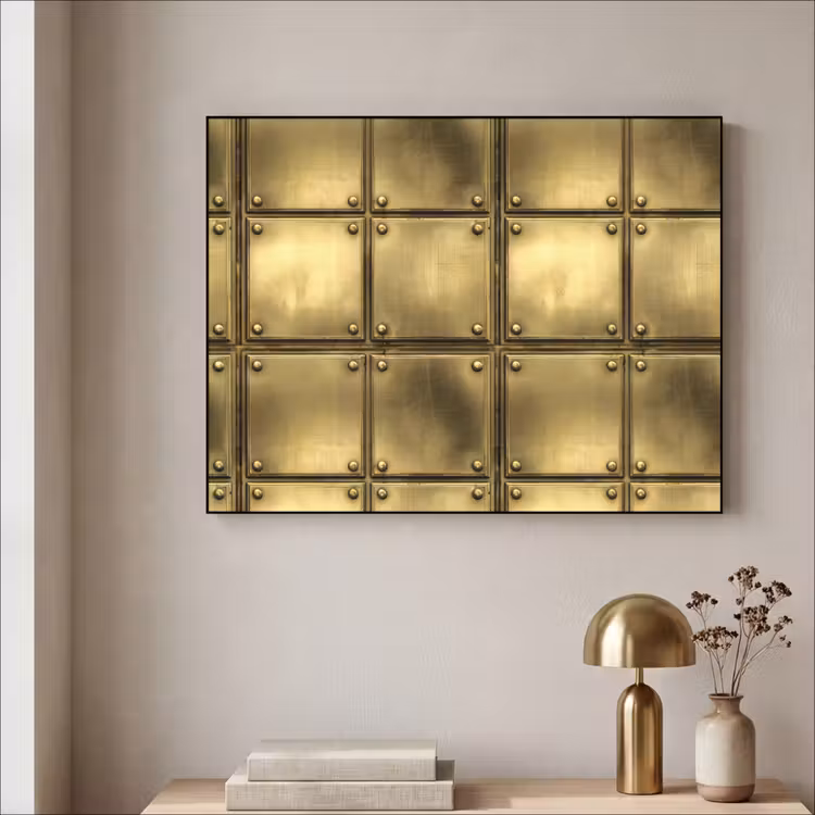 Platen - Industrieel - Stoer - Goud Textielframe zwart klein 947 -sfeer2