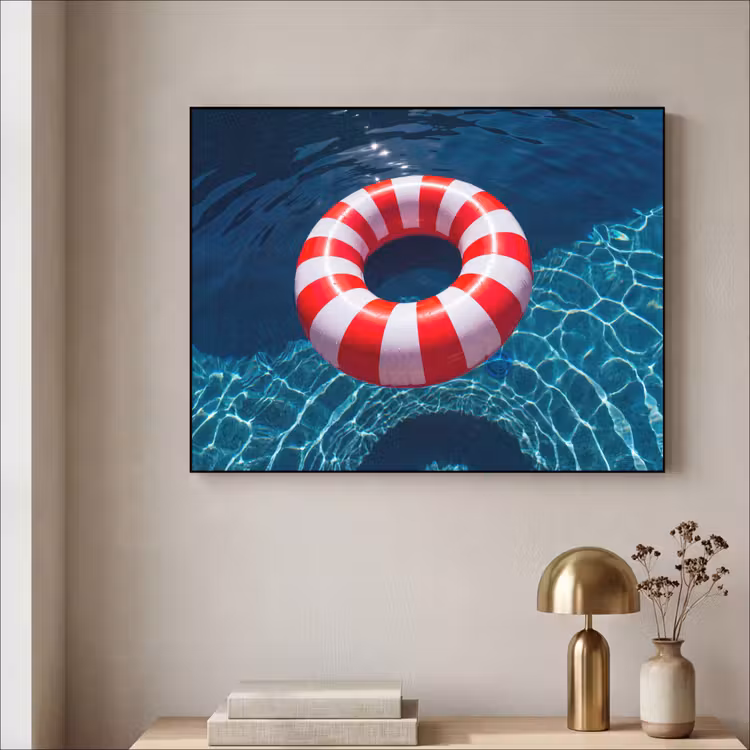 Recreatie - Water - Zomer - Rood - Wit Textielframe zwart klein -sfeer2