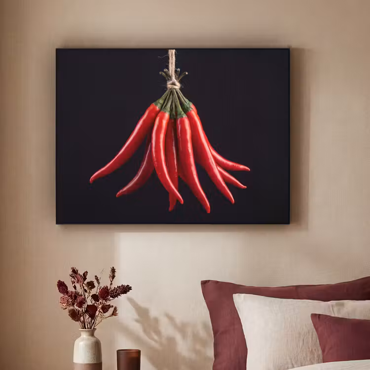 Art Frame - Red Pepper - Food - Rode peper - Eten Textielframe zwart klein