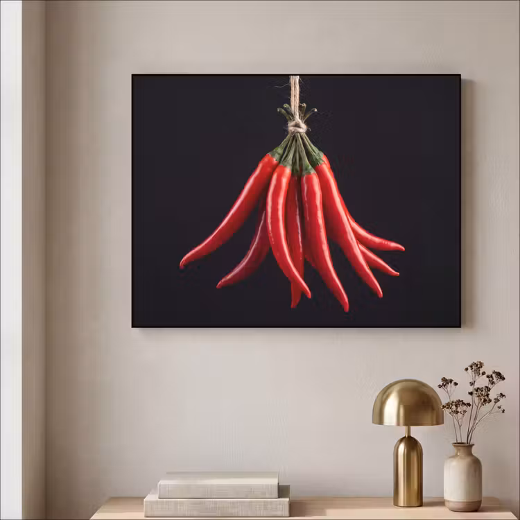Art Frame - Red Pepper - Food - Rode peper - Eten Textielframe zwart klein