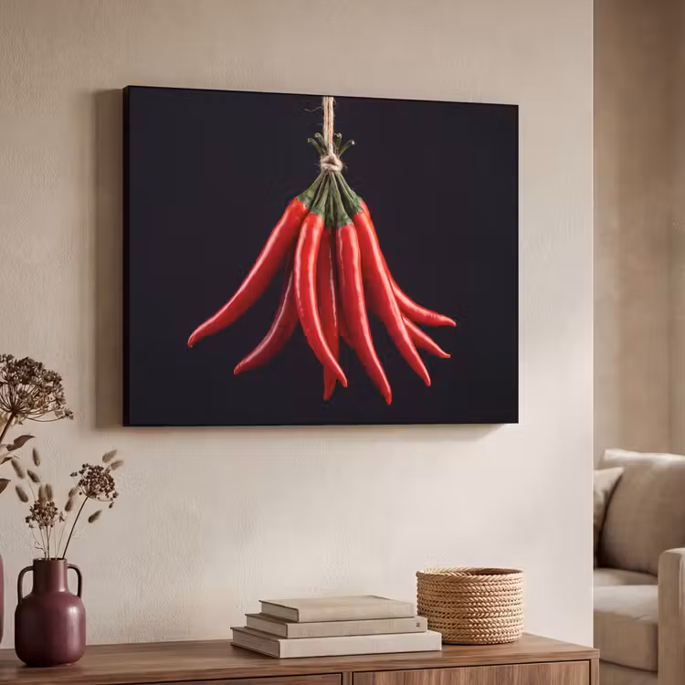 Art Frame - Red Pepper - Food - Rode peper - Eten Textielframe zwart klein