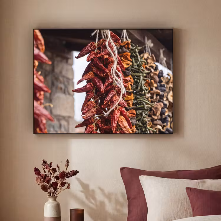 Art Frame - Red Peppers - Food - Rode pepers - Eten Textielframe zwart klein