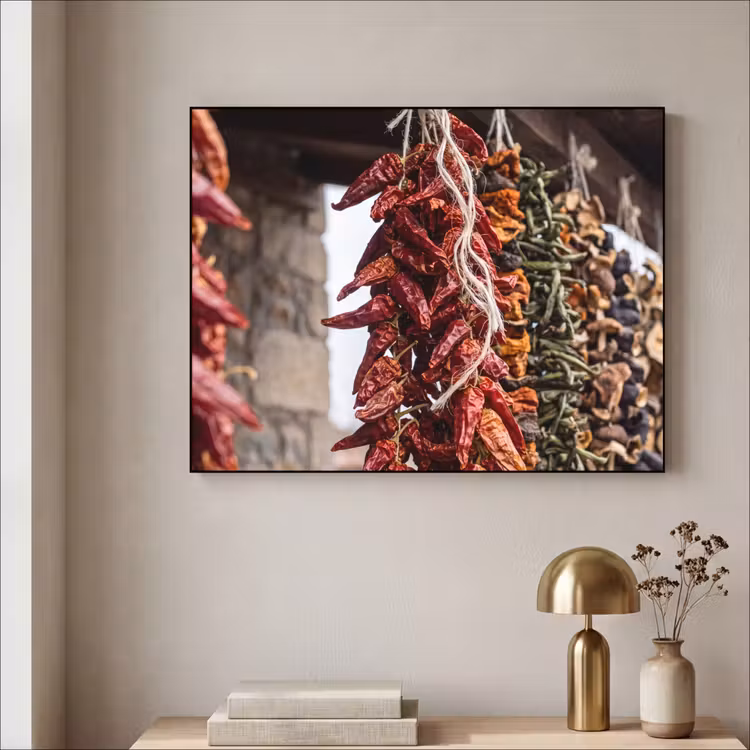 Art Frame - Red Peppers - Food - Rode pepers - Eten Textielframe zwart klein