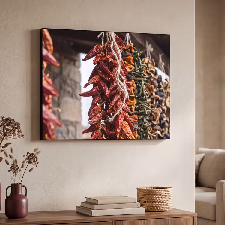 Art Frame - Red Peppers - Food - Rode pepers - Eten Textielframe zwart klein