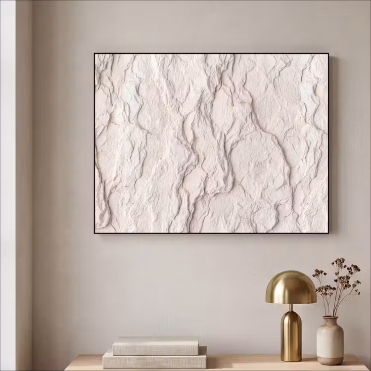Rots - Structuur - Natuur - Beige - Abstract Textielframe zwart klein -sfeer2