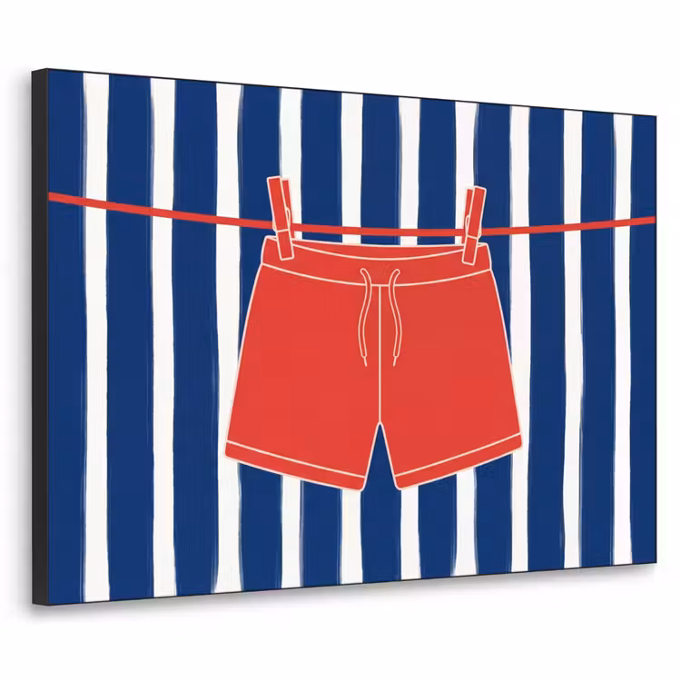 Shorts - Waslijn - Zomer - Illustratie - Rood Textielframe zwart klein -3d