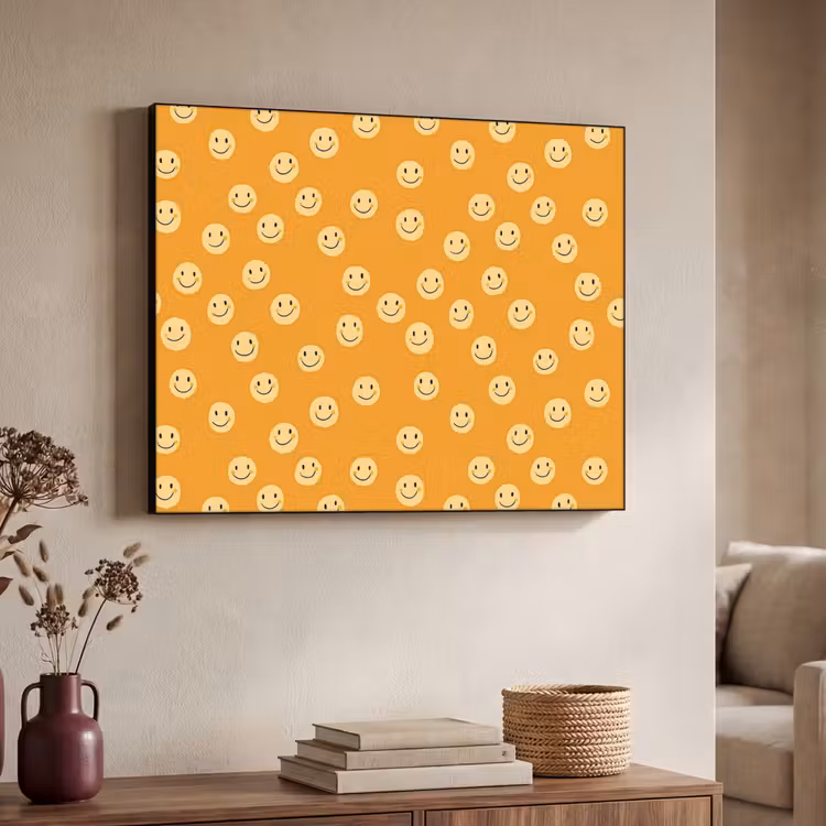 Smileys - Retro - Heel Textielframe zwart klein 947 -sfeer3