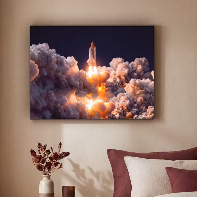 Art Frame - Spacecraft - Launch - Stars - Ruimtevaartuig - Lancering - Sterren Textielframe zwart klein