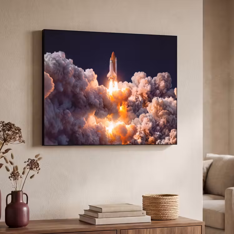 Art Frame - Spacecraft - Launch - Stars - Ruimtevaartuig - Lancering - Sterren Textielframe zwart klein