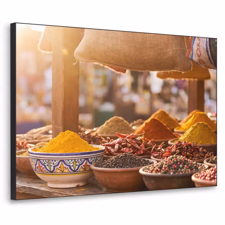 Art Frame - Spices - Market - Colorful - Specerijen - Markt - Kleurrijk Textielframe zwart klein
