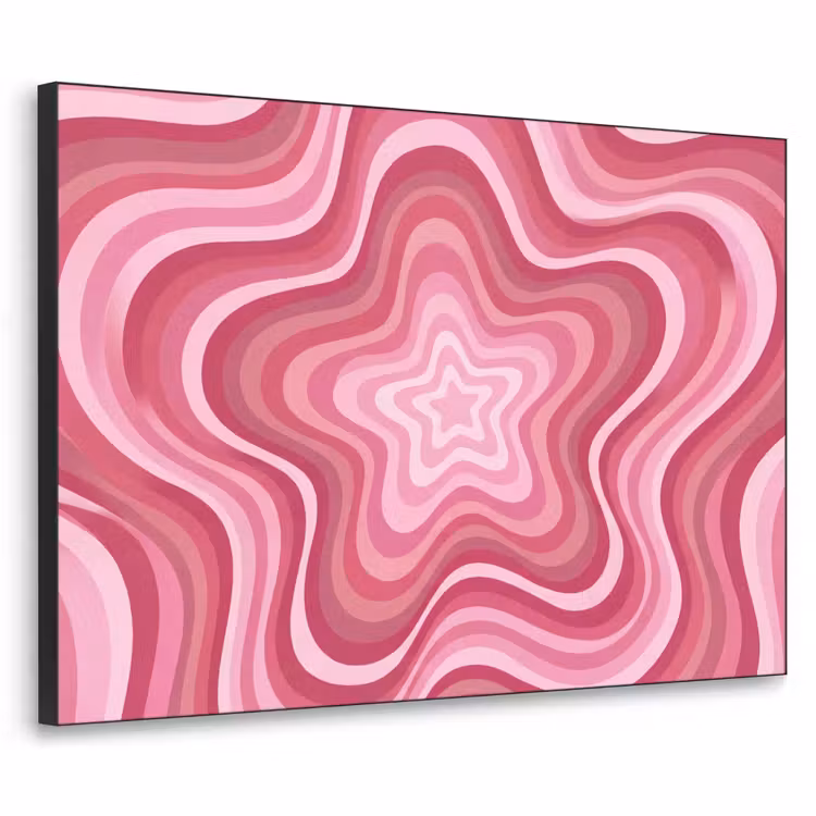 Ster - Golvend - Abstract - Roze Textielframe zwart klein -3d