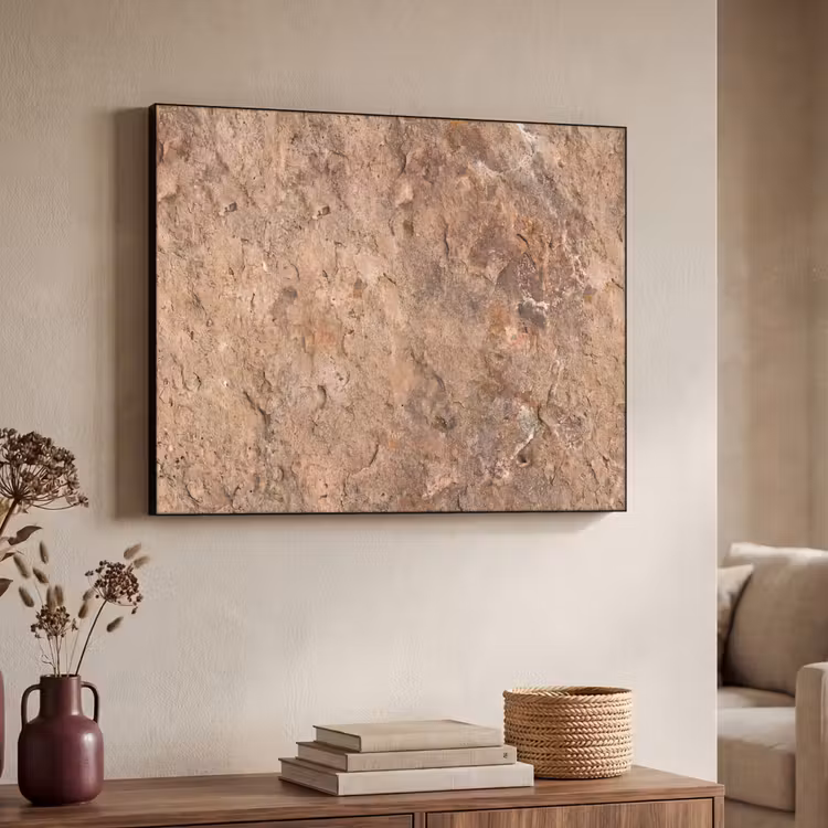 Steen - Natuur - Textuur - Abstract - Bruin Textielframe zwart klein -sfeer3