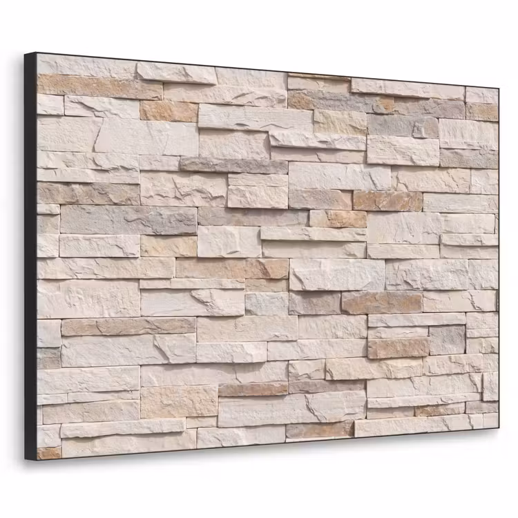 Steen - Muur - Textuur - Rustiek - Beige Textielframe zwart klein -3d
