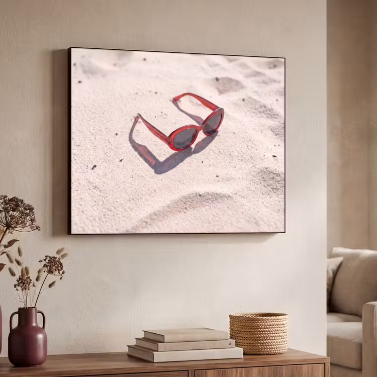 Zonnebril - Strand - Vakantie - Rood Textielframe zwart klein -sfeer3