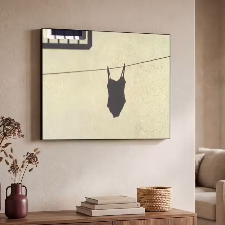 Badpak - Schaduw - Muur - Zomer - Minimalistisch Textielframe zwart klein -sfeer3