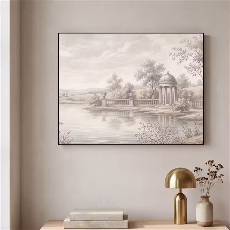 Terras - Water - Natuur - Landschap Textielframe zwart klein -sfeer2