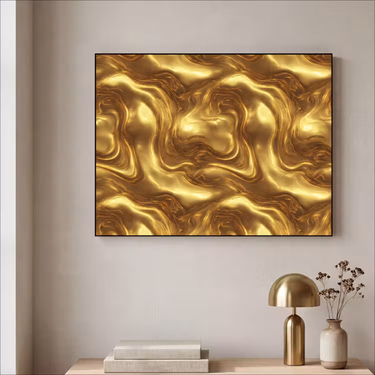 Textuur - Vloeibaar - Organisch - Goud Textielframe zwart klein 947 -sfeer2