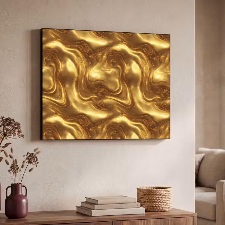 Textuur - Vloeibaar - Organisch - Goud Textielframe zwart klein 947 -sfeer3