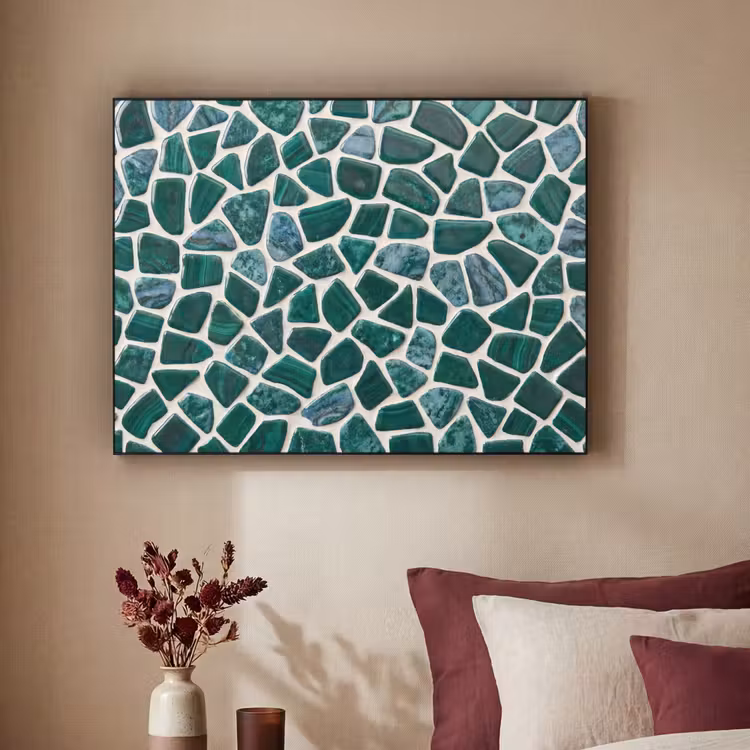 Textuur - Steen - Groen - Abstract - Patroon Textielframe zwart klein -sfeer1