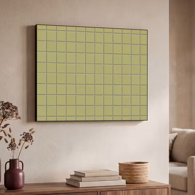 Tegel - Patroon - Olijfgroen Textielframe zwart klein 947 -sfeer3