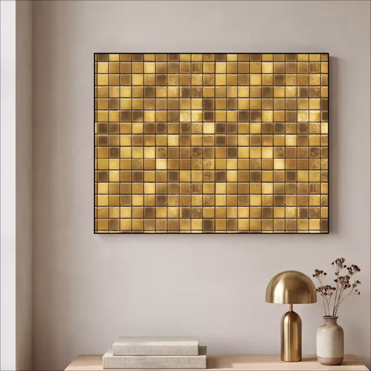 Tegels - Mozaïek - Luxe - Warm Goud Textielframe zwart klein 947 -sfeer2