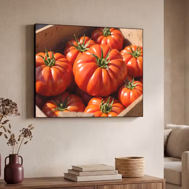 Art Frame - Tomato - Wooden - Crate - Tomaat - Houten - Kist Textielframe zwart klein