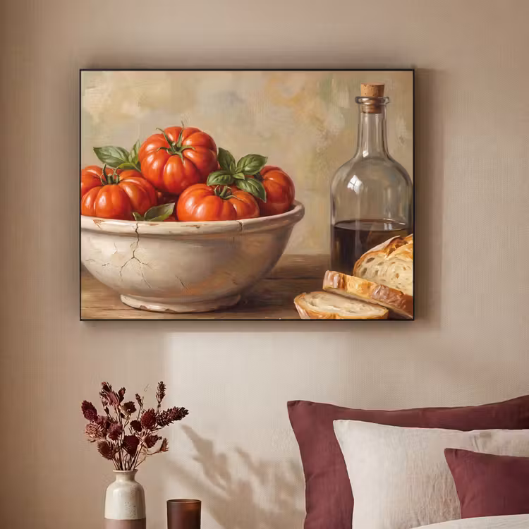 Art Frame - Tomatoes - Bowl - Food - Tomaten - Kom - Eten Textielframe zwart klein