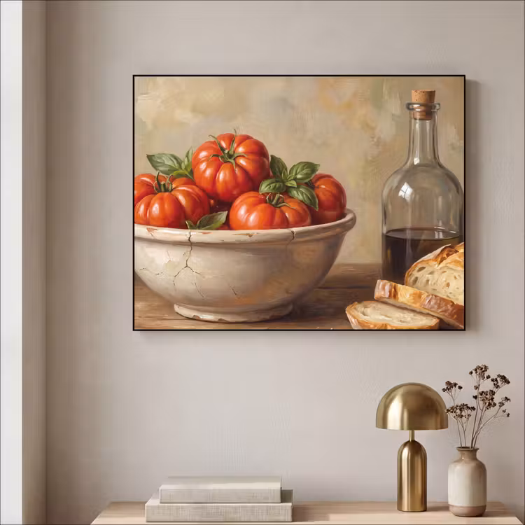 Art Frame - Tomatoes - Bowl - Food - Tomaten - Kom - Eten Textielframe zwart klein