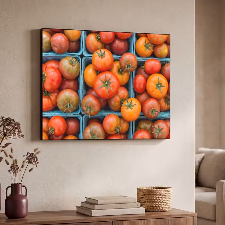 Art Frame - Tomatoes - Food - Colorful - Tomaten - Eten - Kleurrijk Textielframe zwart klein
